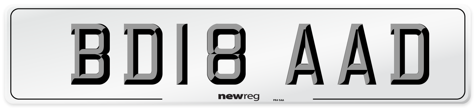BD18 AAD Number Plate from New Reg